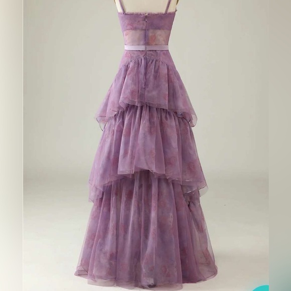 Zapaka Purple Ruffle Corset Top Dress - Picture 2 of 5